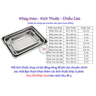 Khay inox đựng thức ăn - topping khay inox hình nhữ nhật nhiều kích thước
