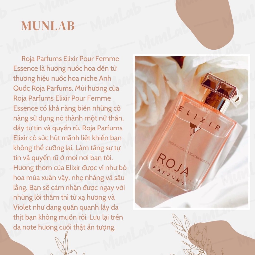 Nước hoa Unisex Elixir Essence De Parfum 100ml - Hương thơm sang trọng quý phái tinh tế - MUNLAB | BigBuy360 - bigbuy360.vn