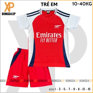 Áo Đá Bóng Trẻ Em Arsenal Đỏ 2024, Đồ Đá Banh Trẻ Em Vải Thun Lạnh Cao Cấp