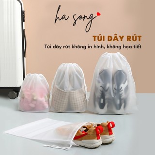 Túi dây rút đựng quần áo, giày dép đồ lót màu trắng trơn không họa tiết PE chống thấm 424 -Ha Song
