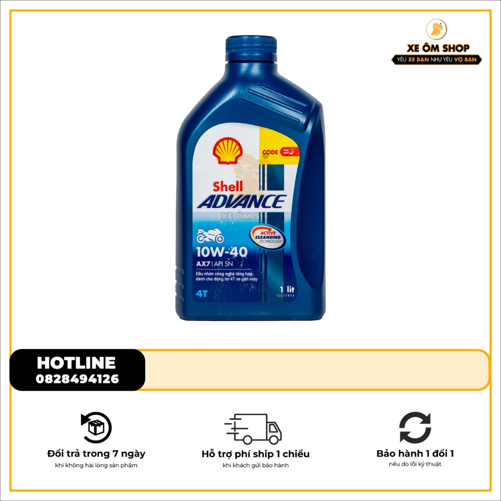 Nhớt Shell Advance AX7 10W40 Cho Xe Ga/Xe Số ( 1L )