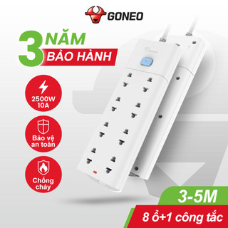Ổ Cắm Điện Chống Cháy GONGNIU - 8 ổ 1 công tắc - 2500W 10A - V1080 - Chính Hãng
