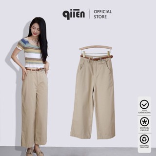 Quần Tây Nữ QIIEN Quần Tây Nữ Ống Đứng Dáng Lỡ, Quần Kaki Ống Rộng Dáng Suông Dài 93-95cm Mã AS22