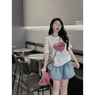 Áo thun áo phông ren be hình hồng tim hàng QCL1