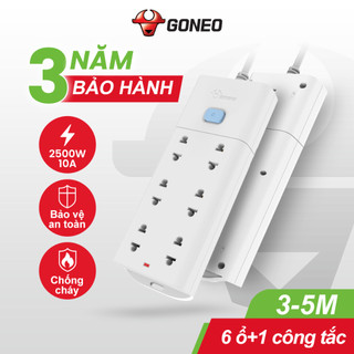 Ổ Cắm Điện Chống Cháy GONGNIU - 6 Ổ 1 Công Tắc - 2500W/10A (V1060) - Chính Hãng