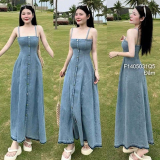 Mèo Mỡ Bigsize — Đầm jeans 2 dây dáng dài dễ thương bigsize 60-90kg