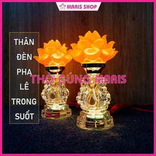  Đèn Thờ Hoa Sen Lưu Ly Cao 20cm LED Tự Động Đổi Màu Tiết Kiệm Điện Đèn Bàn Thờ Phật 