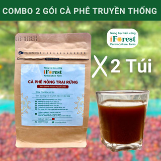 Combo 2 túi cà phê robusta nguyên chất 100% đậm đà vị truyền thống, nông trại rừng iforest - mỗi túi 250gr pha phin