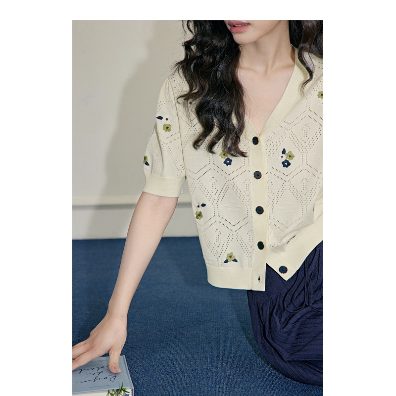 Áo Phông thun thêu hoa Kuose hàng xuất