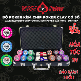 Bộ poker kèm chip poker có số cao cấp, phỉnh poker có số clay đất nung lõi thép Tournament Poker - 1996V Poker Shop