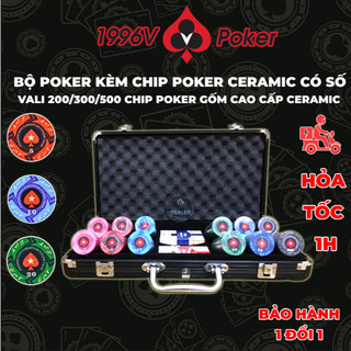 Bộ poker kèm chip poker có số cao cấp, phỉnh poker có số gốm ceramic EPT chuyên nghiệp - 1996V Poker Shop