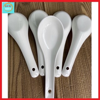 Muỗng sứ, thìa sứ trắng 12,5cm, tráng men sứ cao cấp, muỗng canh, muỗng súp