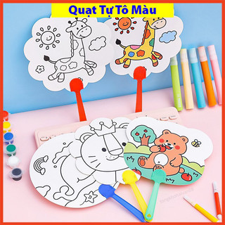 Quạt giấy cầm tay tự tô màu cho bé