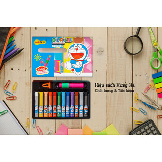 Bút sáp dầu thiên long 12/18/24 màu hình ảnh doraemon ngộ nghĩnh op-c07, op-c08, op-c09