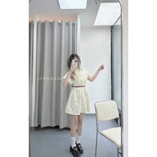 LYRA Váy sơ mi tay xắn gấu kèm thắt lưng CSYVD0115