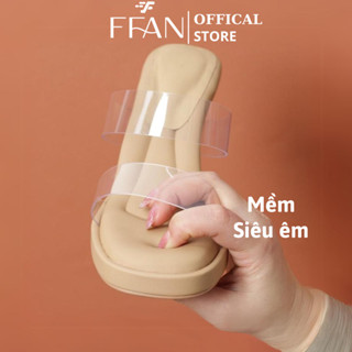 Sandal guốc cao gót nữ đế đúp 9p mũi vuông đế vuông dép quai trong cao cấp XHH FFAN STORE màu be trắng sữa