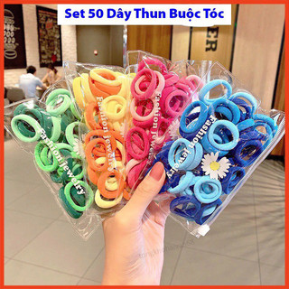Set 50 dây chun buộc tóc nhiều màu cho bé gái