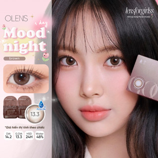 (OLENS) Lens 1 ngày | Kính áp tròng GIÃN TRÒNG - MOODNIGHT BROWN chính hãng OLENS KOREA | LENSFORGIRLSS
