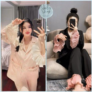 Đồ Ngủ Nữ, Bộ Ngủ Mặc Nhà Pijama JULY Lụa Latin Phối Tay Voan Sun 4 Màu Freesize