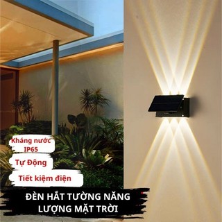 Đèn năng lượng mặt trời hắt tường 2 đầu cao cấp trang trí gắn treo tường ban công trụ cổng biển số nhà kháng nước