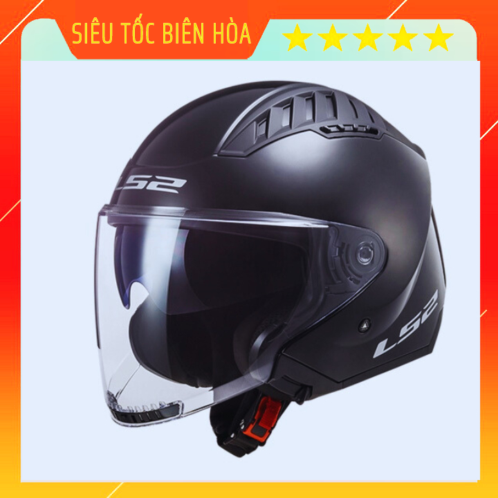 Mũ Bảo Hiểm 3/4 Hai Kính LS2 OF600 Đen nhám Chính Hãng Tặng kèm Khăn Ninja