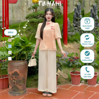 Đồ lam đi lễ phối cúc TINH NHI thanh lịch và thời thượng PP172