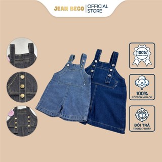 Quần đùi yếm jeans hai dây JEANBECO cho bé gái bé trai phong cách Hàn Quốc YN08