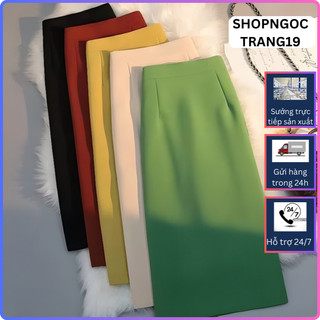 Chân Váy Chữ A Suông Dáng Dài Qua Gối, Lưng Cao, Thời Trang Công Sở. Phong Cách Hàn Quốc_Dài 70cm