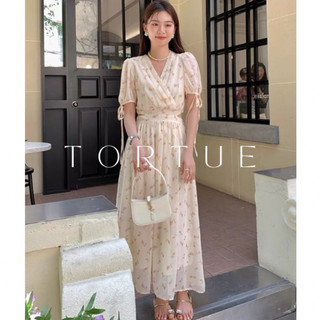 [Sẵn] V387 Đầm váy dài cổ V khoét eo hoa lá tiểu thư nhẹ nhàng hè phong cách Pháp Retro Vintage Taobao 2024
