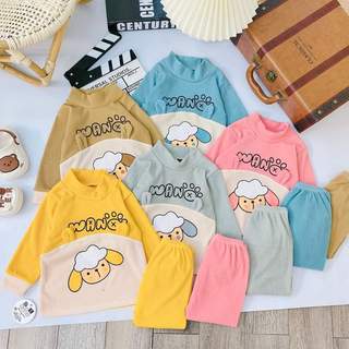 Bộ quần áo dài tay thu đông, chất liệu thun tăm, họa tiết Kẻ cho bé trai, bé gái size 6-16kg - P58