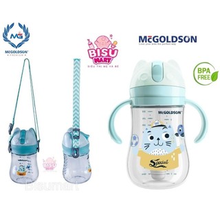 Bình Tập Uống nước trẻ em Cao Cấp McGoldson nhựa Tritan 240ml bình ống hút nước cho bé có tay cầm kèm thêm dây đeo
