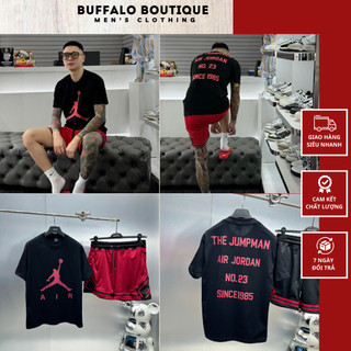 Bộ quần áo joc đan phối logo đỏ siêu đẹp - bộ quần áo nam nữ jóc đan in logo siêu nét