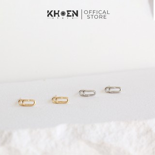 Bông tai nữ Ghim giấy Vàng xi bạc 925 - Khoen store