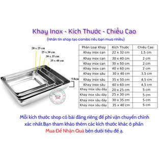 Khay inox đựng thức ăn - topping khay nhôm mâm inox nhữ nhật nhiều kích thước