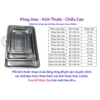 Khay inox đựng thức ăn - topping khay nhôm hình nhữ nhật sâu lòng