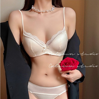 Bộ đồ lót nữ lụa satin phối ren cao cấp, set nội y mút mỏng có gọng ôm ngực sexy B44