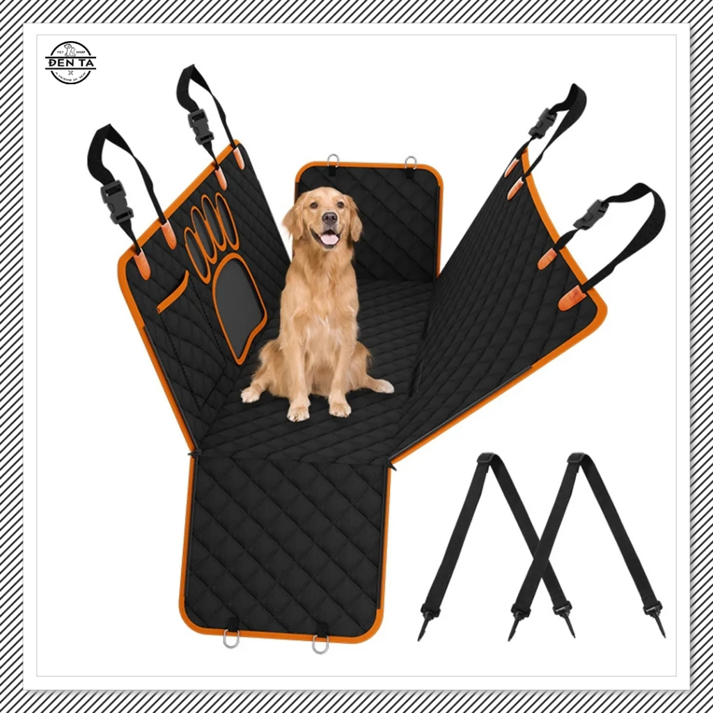 Thảm lót bọc ghế ô tô chống thấm nước chần trám - tấm lót khoang hành lý vận chuyển chó mèo thú cưng - Đen Ta pet shop