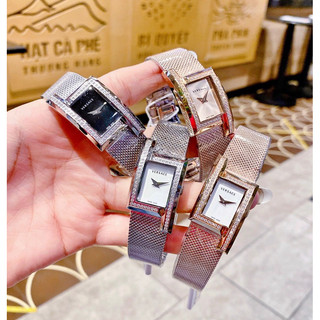 Đồng Hồ Nữ Versace Greca Icon Máy Quartz Kính Sapphiare Mặt Chữ Nhật 22x39 Dây Kim Loại Trắng Silver