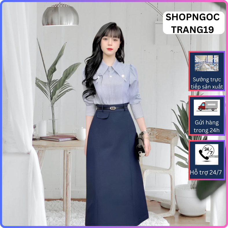 Chân Váy Chữ A Công Sở  Dáng Suông Dài 80cm_Chất Liệu Vitex  Cao Cấp (Loại 1)_Tặng Kèm Đai_CV86