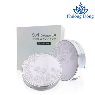 (Kèm 1 lõi) Phấn trang điểm collagen bảo vệ da chống nắng Suri Collagen Ex two Way Cake
