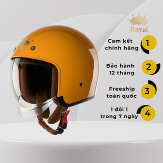 Mũ bảo hiểm 3/4 kính âm M139 vàng nghệ bóng đi xe máy bảo hành 12 tháng chính hãng