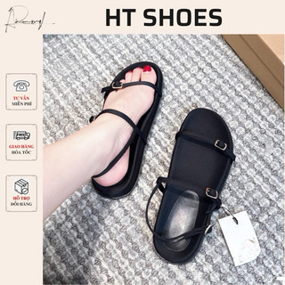 Sandal Z mũi tròn quai ngang mảnh phối khoá đế bằng cai 2cm phong cách năng động mùa hè 2024 fullbox #7588-2