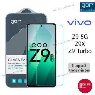  Kính Cường Lực Gor Vivo iQOO Z9 Turbo  iQOO Z9 5G  Z9X iQOO 12  Neo9 Trong Suốt Không Viền Đen 9H  Vát 2.5D - Hãng Gor 