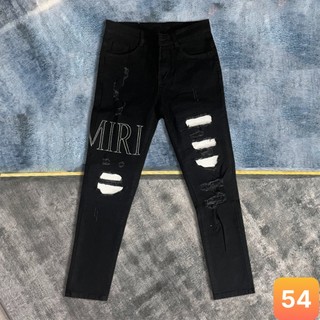 Quần jean nam rách vá màu đen đậm trơn chất liệu bò cao cấp co dãn 4 chiều form dáng skinny Lavado MSH54 mẫu mới