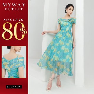 Đầm Nữ Maxi MY WAY Trễ Vai Họa Tiết Sang Trọng 9md0496