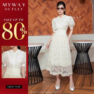 Áo Sơ Mi Cổ Sen Công Sở Nữ My Way Tay Lỡ Họa Tiết Ren Thanh Lịch 1MA06132