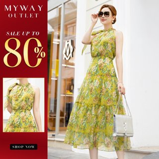 Đầm Hè Nữ MY WAY Cổ Yếm Chất Voan Mát Nhẹ Du Lịch Sang Trọng 8MD1173