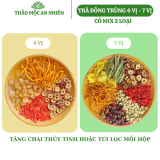 Trà đông trùng 4 vị, đông trùng 7 vị Có Mix 2 Loại (Tặng kèm chai thủy tinh hoặc Túi Lọc)