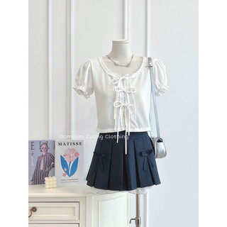 Áo thun cổ viền cột nơ