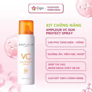 Xịt chống nắng ampleur vc sun protect spray dưỡng trắng sáng, bảo vệ da tối đa spf 50+/pa++++